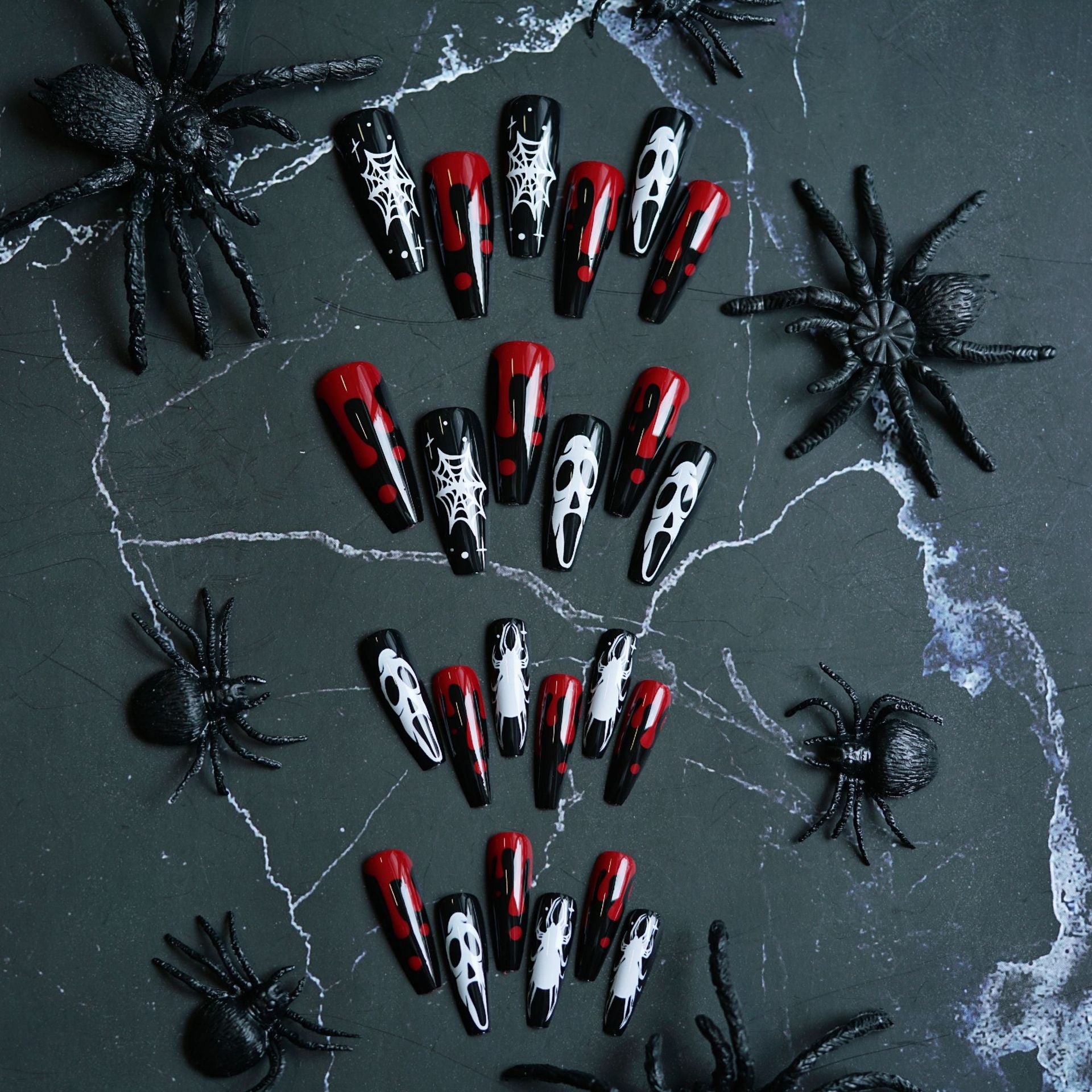 Wholesale  bloody ghost nail art patches wearable nail tips